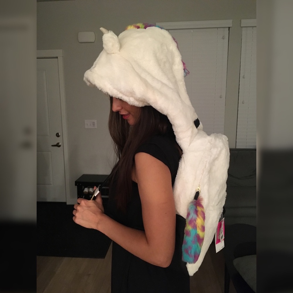 Betsey Johnson Kitsch hooded unicorn backpack Luv